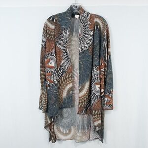 Jostar Abstract Open Front Shimmer Cardigan Womens XL Coastal Starfish Nautical